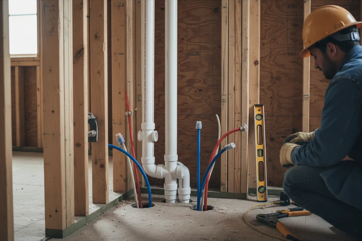 Drain and supply rough-in during Drain Cleaning in Wilkeson